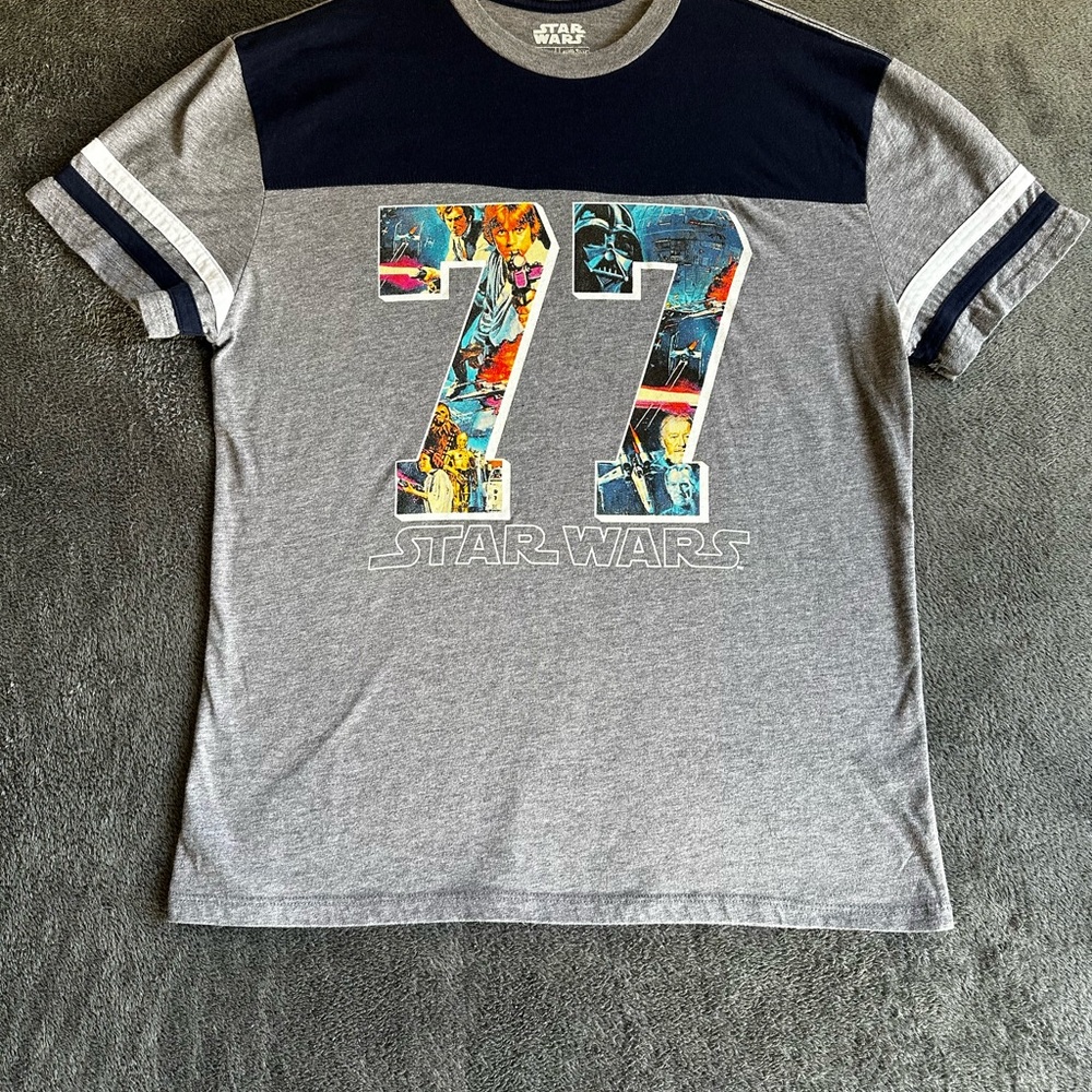 STAR WARS MENS 77 GRAPHIC GRAY SHORT SLEEVES T-SHIRTS SZ L